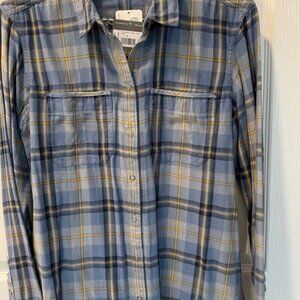 Eddie Bauer Flannel Frayed Hem Shirt NWT Medium